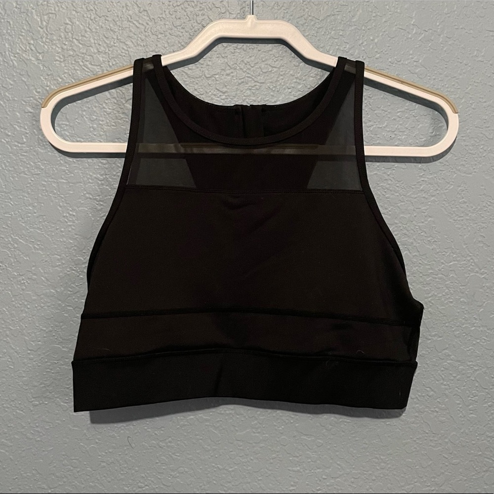 ZYIA Active Black Back Zipper High Neck Sports Bra
